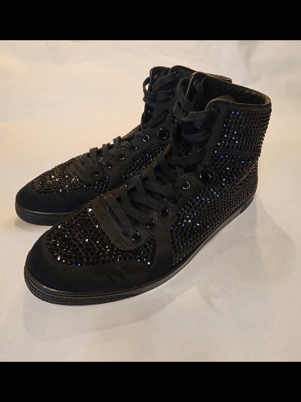 Gucci Coda Black Crystal-Embellished High-Top Sneakers